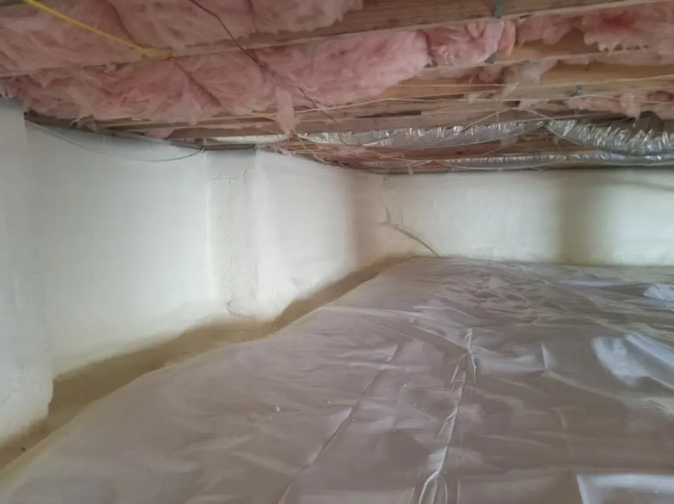 Crawl space encapsulation with closed-cell spray foam for Roof Leak Repair in New Haven